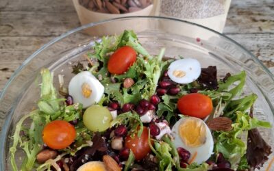 Salada Proteica com Ovo, Grão e Sementes